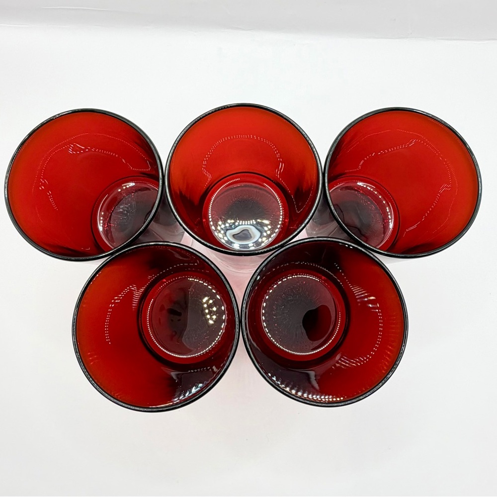 VTG Luminarc Cavalier Ruby Red Wine Juice Glasses 4.1/8" France‎ MCM Set Of 5 - Picture 2 of 6